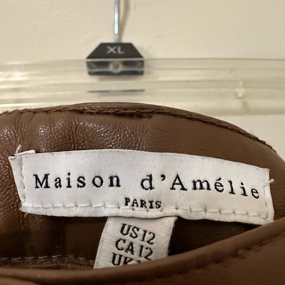 Brown Vegan Leather Pants - Picture 2 of 2